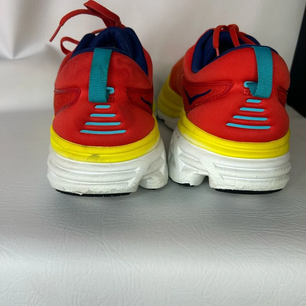 HOKA Bondi 8 Running Shoes – Red Alert / Flame – Men’s 13 (EU 48) EXCELLENT - Picture 7 of 9